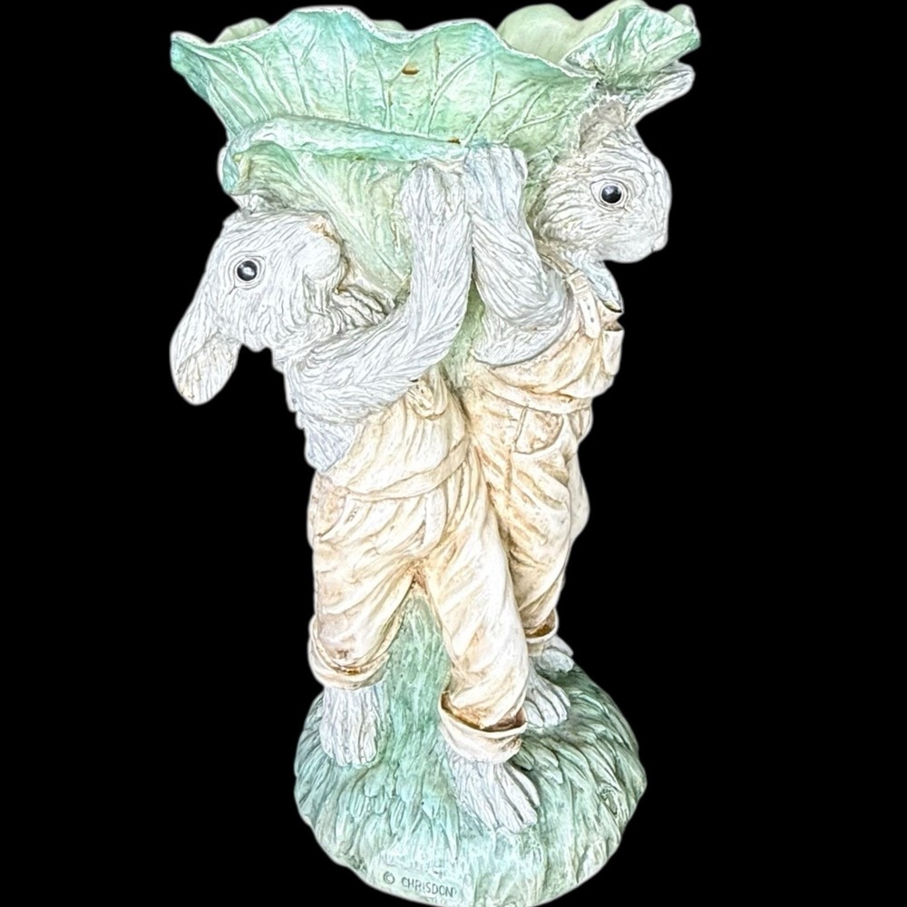 RARE‎ Chrisdon Rabbit Bird Bath Art Sculpture 14" Tall